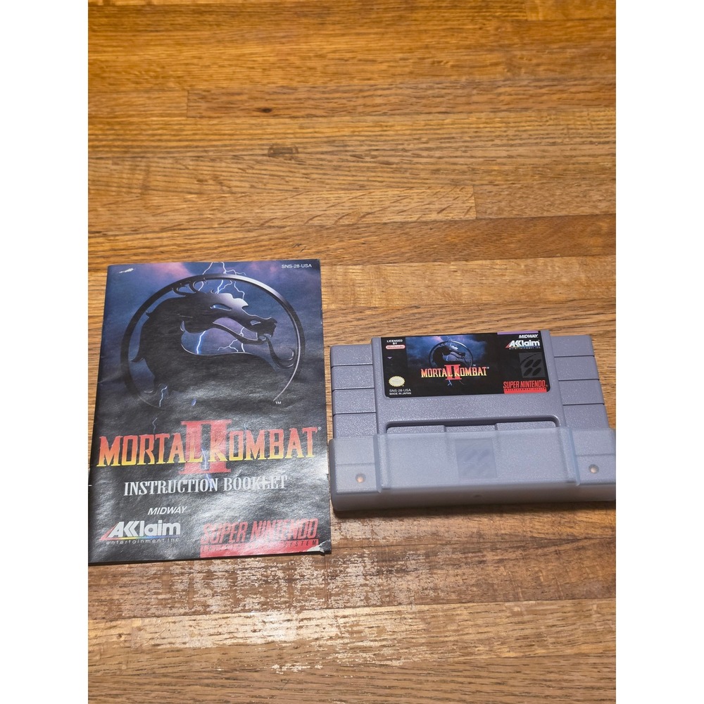 Mortal Kombat II SNES Super Nintendo Game Cartridge with Manual SNS-28-USA